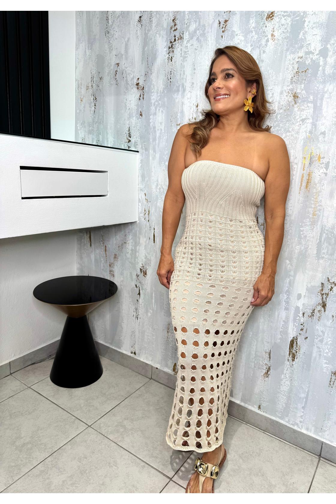 Knit Crochet Maxi Cover-up Dress